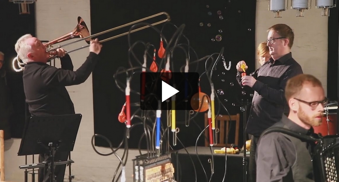 playing music with unusually created instruments